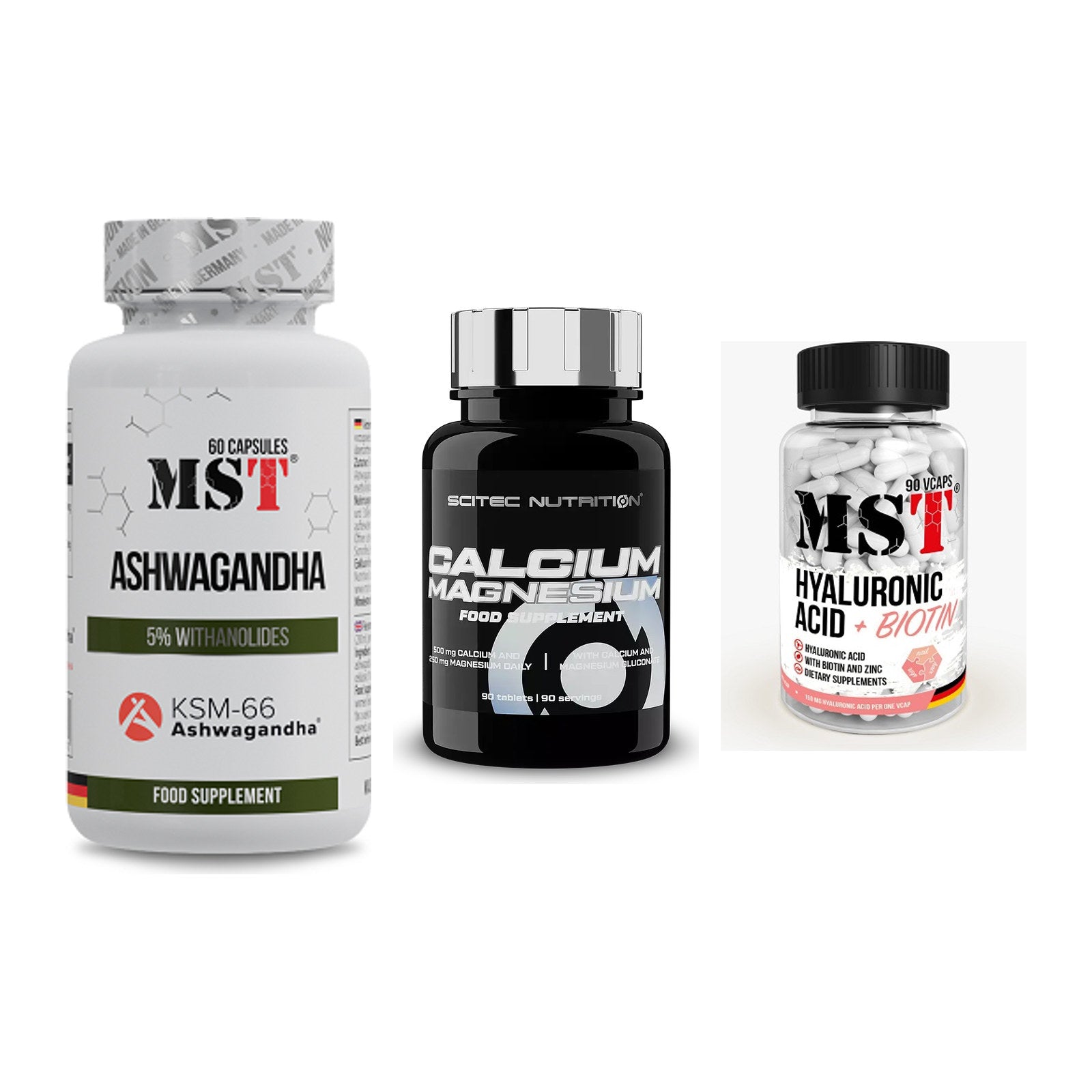 Stress & Balance: MST Ashwagandha + Scitec Calcium + MST Hyaluronic – alle enthaltenen Artikel