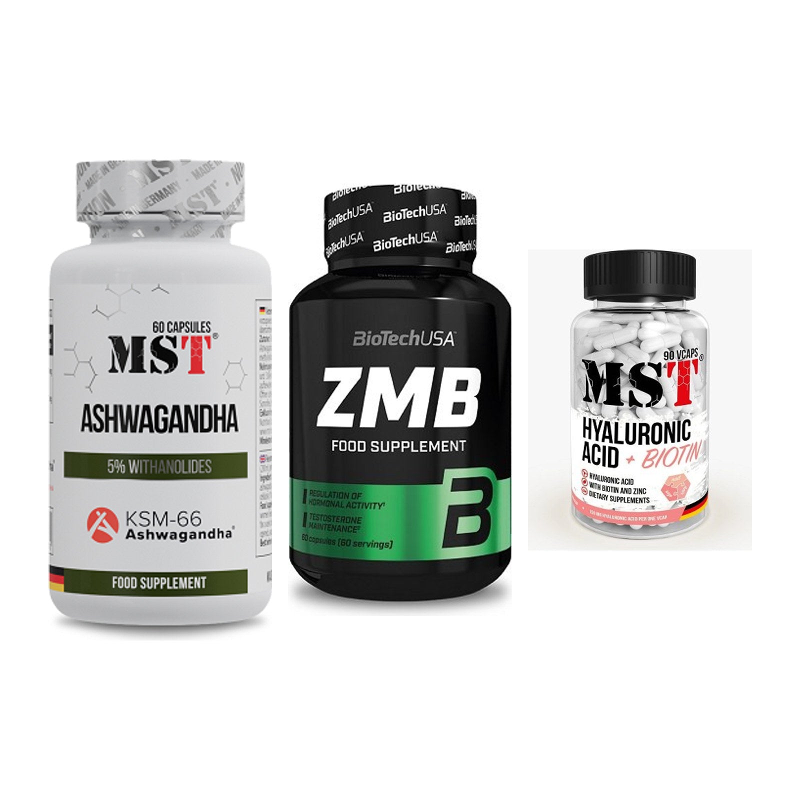 Stress & Balance: MST Ashwagandha + BioTech ZMB + MST Hyaluronic – alle enthaltenen Artikel