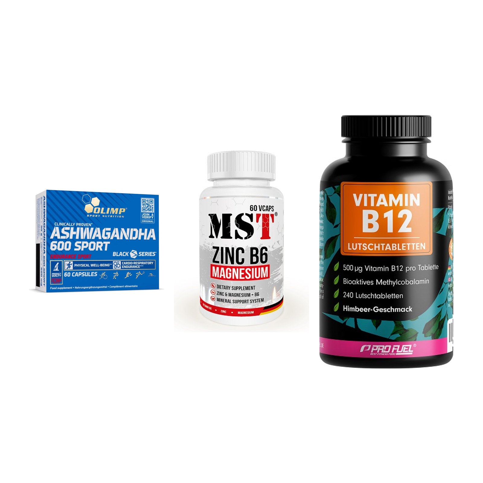 Stress & Balance: Olimp Ashwagand + MST Zinc + ProFuel Vitamin – alle enthaltenen Artikel