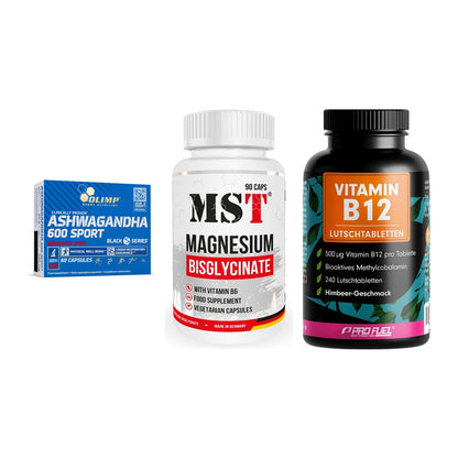 Stress & Balance: Olimp Ashwagand + MST Magnesium + ProFuel Vitamin – alle enthaltenen Artikel