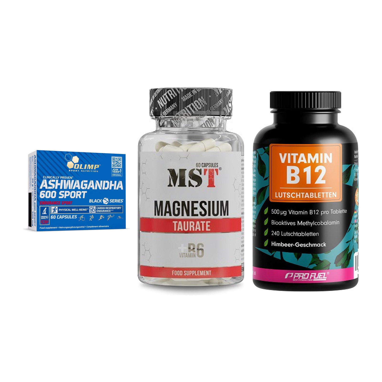 Stress & Balance: Olimp Ashwagand + MST Magnesium + ProFuel Vitamin – alle enthaltenen Artikel