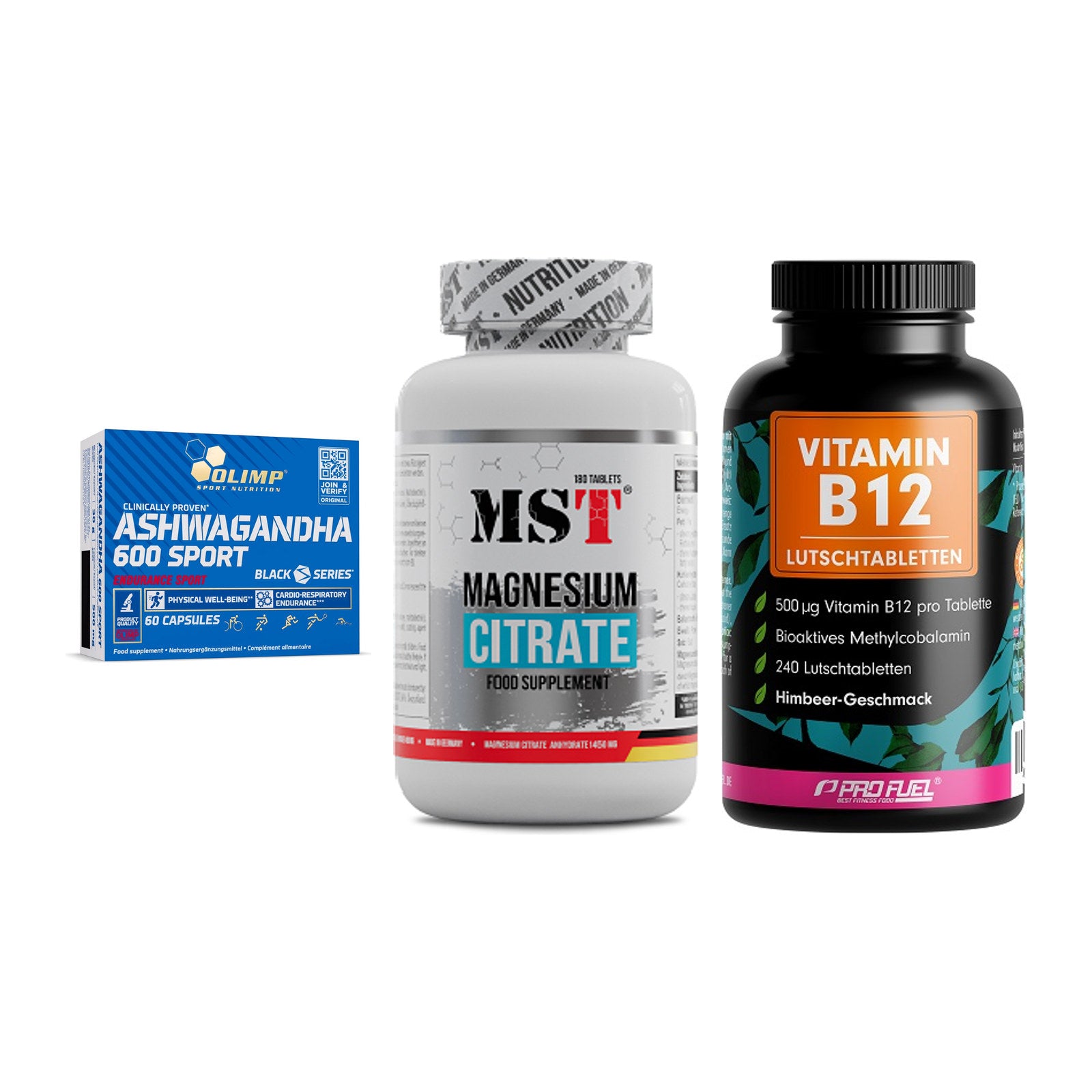 Stress & Balance: Olimp Ashwagand + MST Magnesium + ProFuel Vitamin – alle enthaltenen Artikel