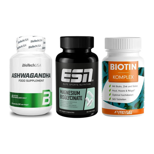 Stress & Balance: BioTech Ashwaga + ESN Magnesium + ProFuel BIOTIN – alle enthaltenen Artikel