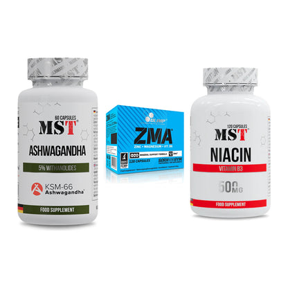 Stress & Balance: MST Ashwagandha KSM-66 + Olimp ZMA + MST Niacin – alle enthaltenen Artikel