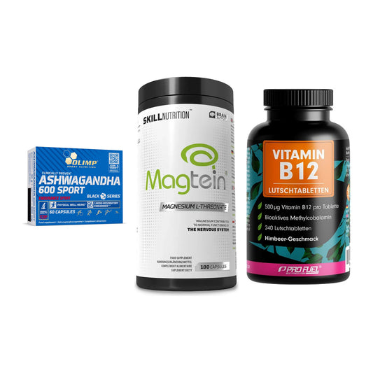Stress & Balance: Olimp Ashwagand + Skill Nutrition + ProFuel Vitamin – alle enthaltenen Artikel