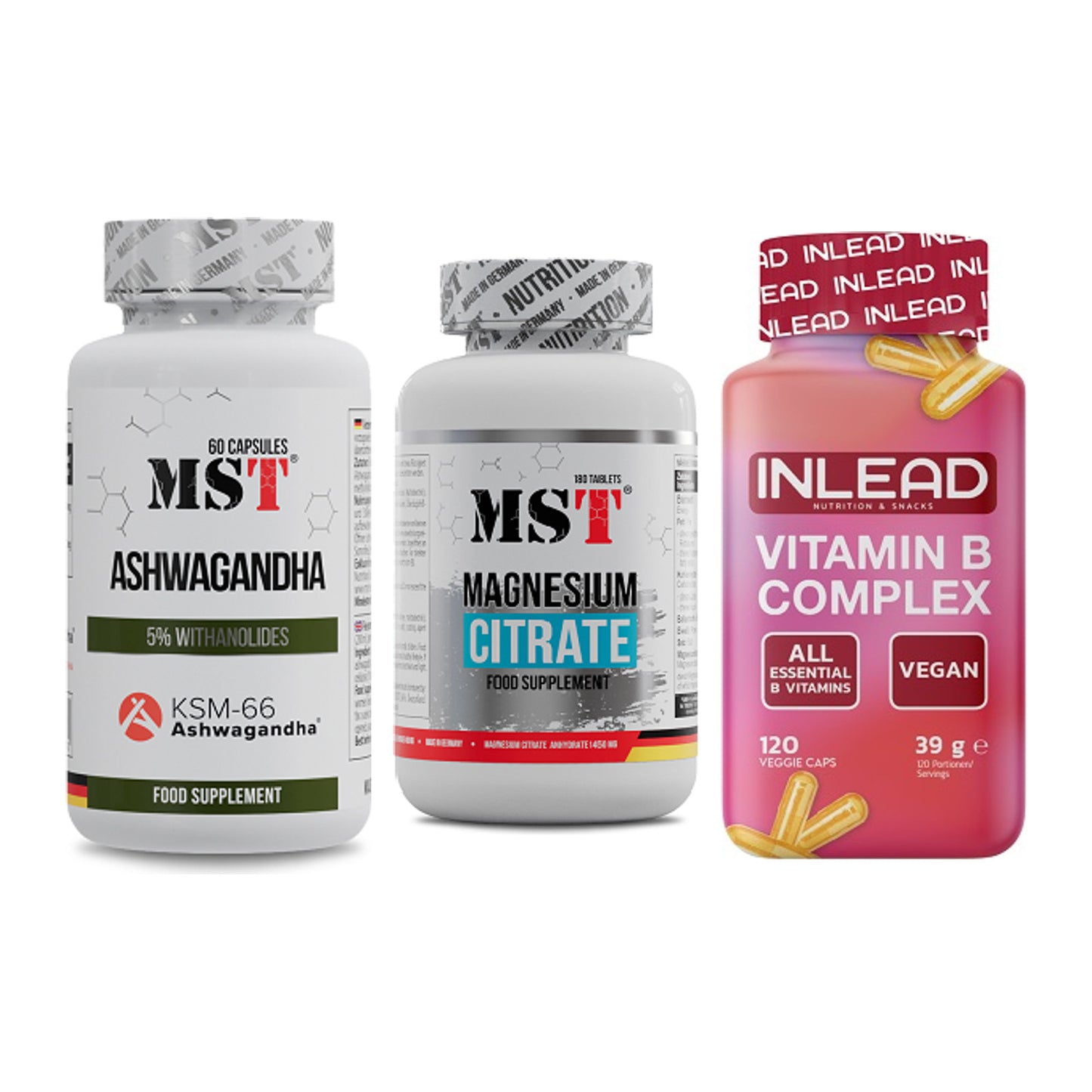 Stress & Balance: MST Ashwagandha + MST Magnesium + INLEAD Vitamin – alle enthaltenen Artikel