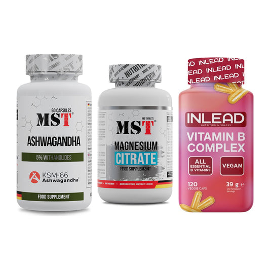 Stress et équilibre : MST Ashwagandha + MST Magnésium + Vitamine INLEAD – tous les éléments inclus