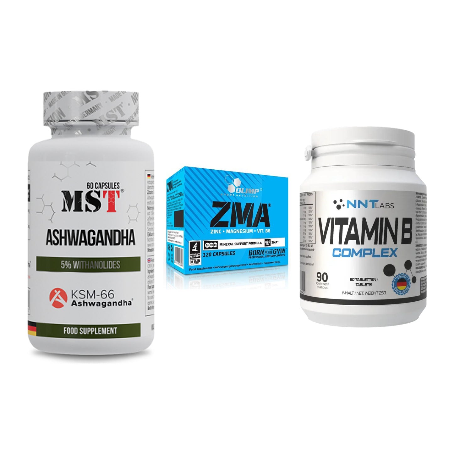 Stress & Balance: MST Ashwagandha + Olimp ZMA + NNT Vitamin B – alle enthaltenen Artikel