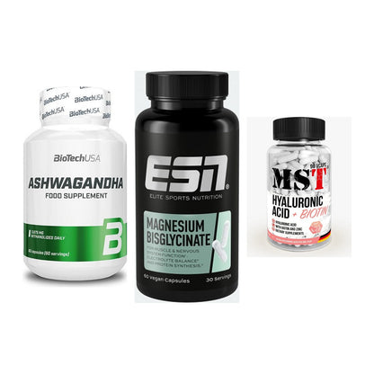 Stress & Balance: BioTech Ashwaga + ESN Magnesium + MST Hyaluronic – alle enthaltenen Artikel