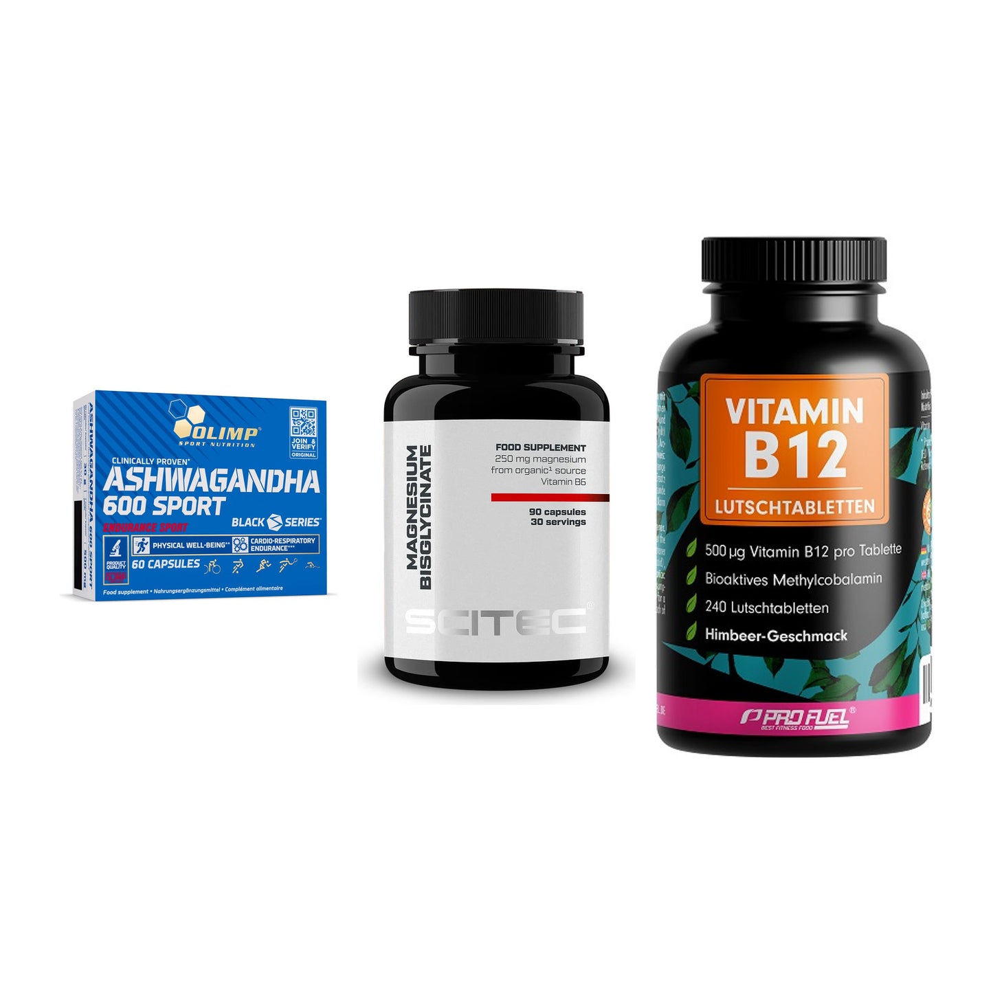 Stress & Balance: Olimp Ashwagand + Scitec Magnesiu + ProFuel Vitamin – alle enthaltenen Artikel