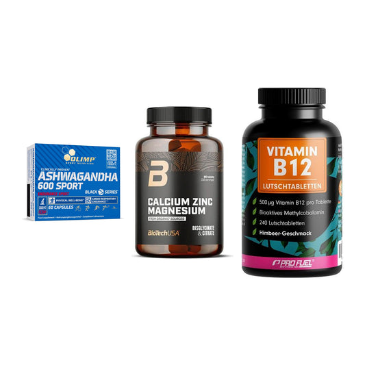 Stress & Balance: Olimp Ashwagand + BioTech Calcium + ProFuel Vitamin – alle enthaltenen Artikel