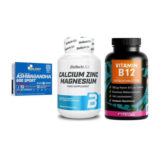 Stress & Balance: Olimp Ashwagand + BioTech Calcium + ProFuel Vitamin – alle enthaltenen Artikel