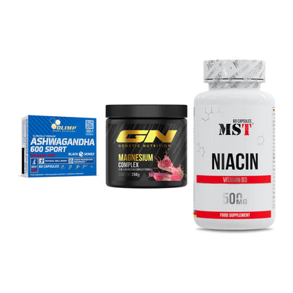 Stress & Balance: Olimp Ashwagand + GN Magnesium + MST Niacin – alle enthaltenen Artikel