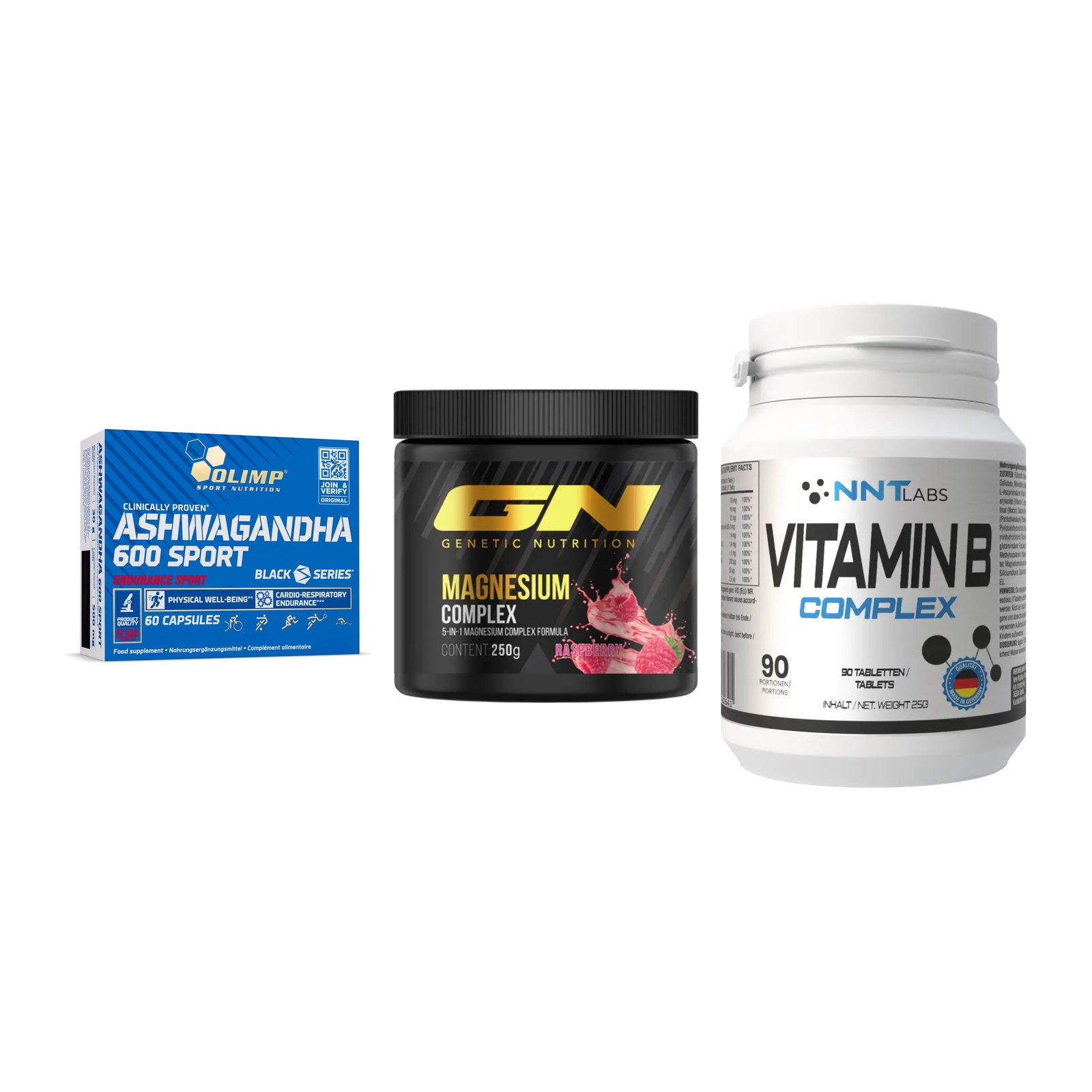 Stress & Balance: Olimp Ashwagand + GN Magnesium + NNT Vitamin B – alle enthaltenen Artikel