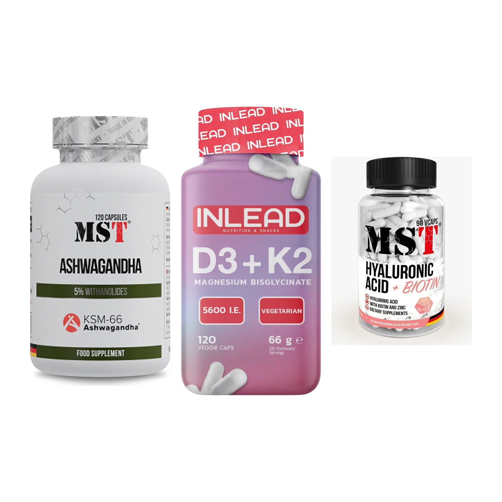 Stress & Balance: MST Ashwagandha + INLEAD Vitamin + MST Hyaluronic – alle enthaltenen Artikel