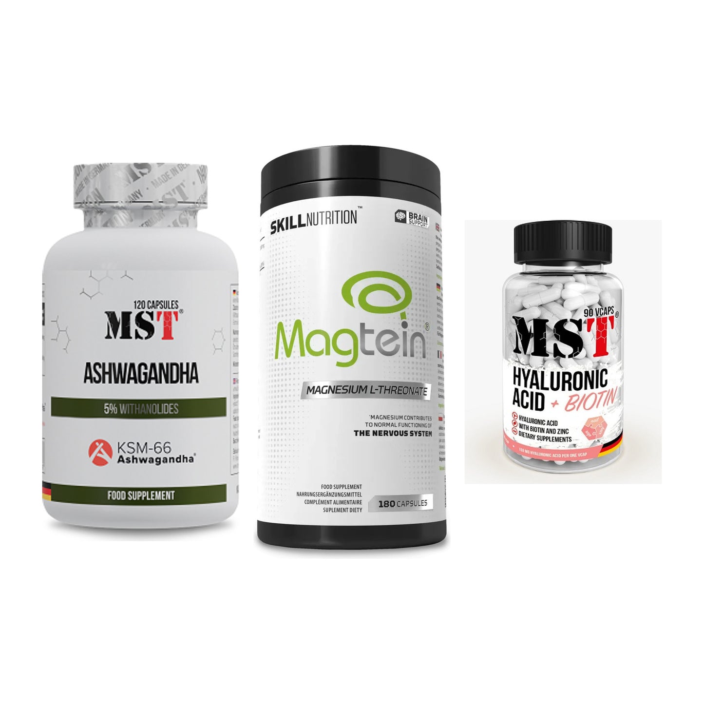 Stress & Balance: MST Ashwagandha + Skill Nutrition + MST Hyaluronic – alle enthaltenen Artikel
