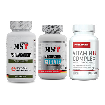 Stress & Balance: MST Ashwagandha + MST Magnesium + Body Attack – alle enthaltenen Artikel