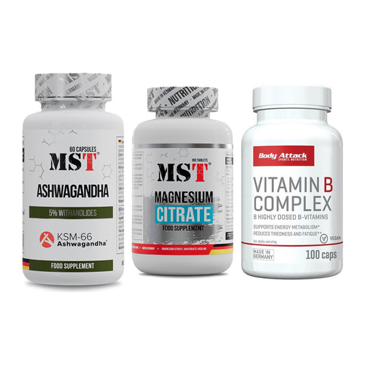 Stress & Balance: MST Ashwagandha + MST Magnesium + Body Attack – alle enthaltenen Artikel