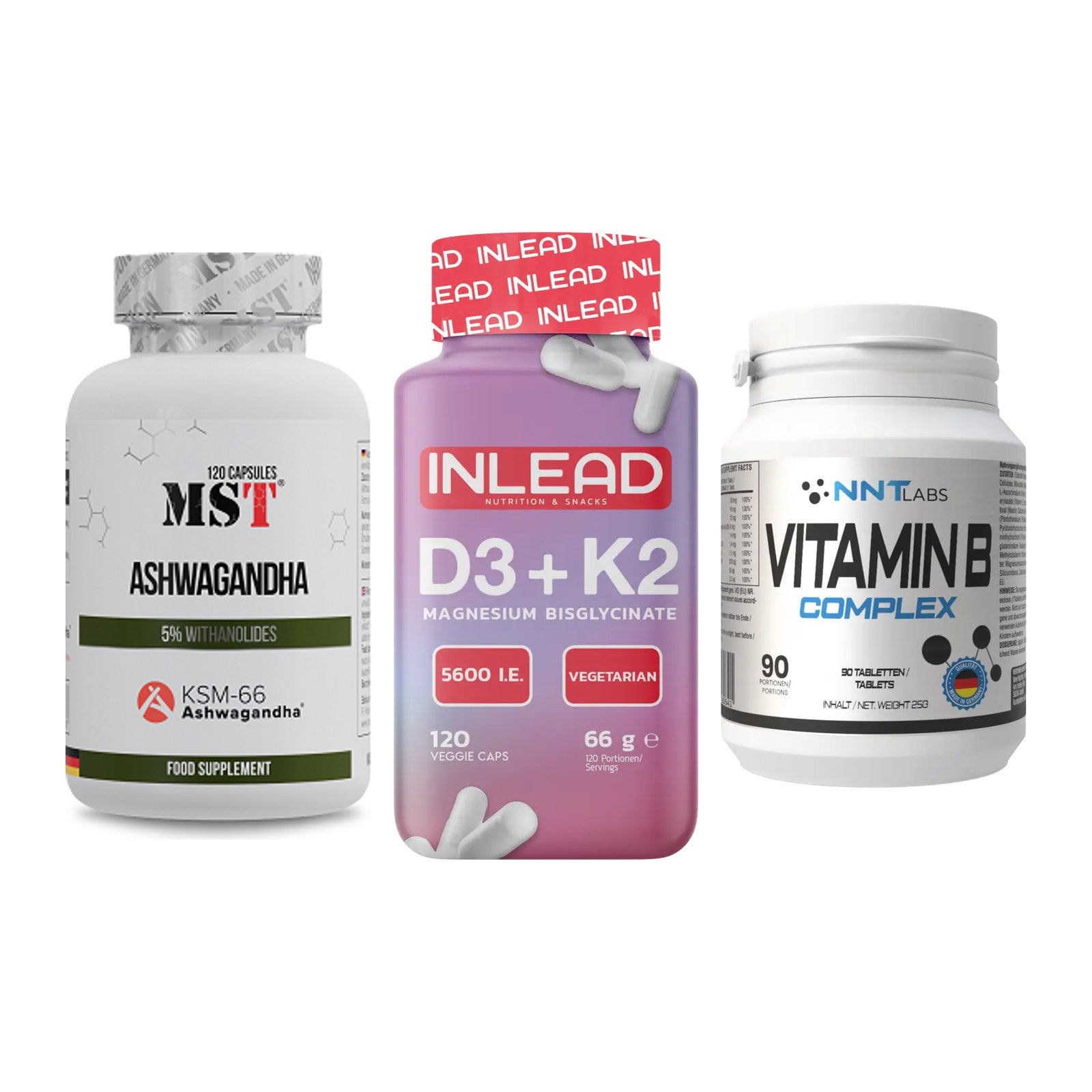 Stress & Balance: MST Ashwagandha + INLEAD Vitamin + NNT Vitamin B – alle enthaltenen Artikel
