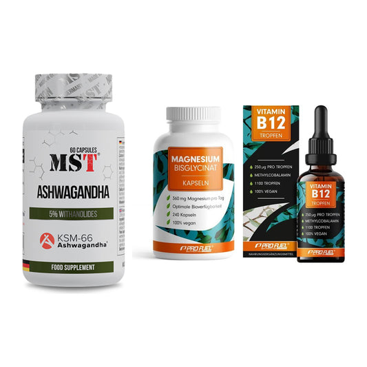 Stress & Balance: MST Ashwagandha + ProFuel Magnesi + ProFuel Vitamin – alle enthaltenen Artikel
