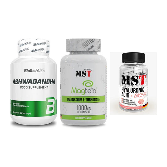 Stress & Balance: BioTech Ashwaga + MST Magnesium + MST Hyaluronic – alle enthaltenen Artikel
