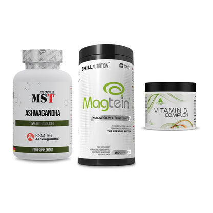 Stress & Balance: MST Ashwagandha + Skill Nutrition + Peak Vitamin B – alle enthaltenen Artikel