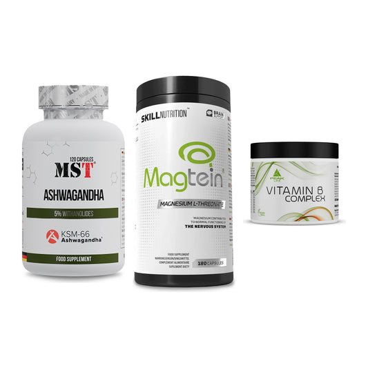 Stress & Balance: MST Ashwagandha + Skill Nutrition + Peak Vitamin B – alle enthaltenen Artikel