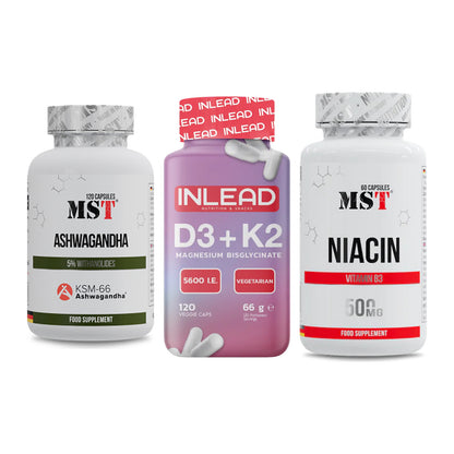 Stress & Balance: MST Ashwagandha + INLEAD Vitamin + MST Niacin – alle enthaltenen Artikel