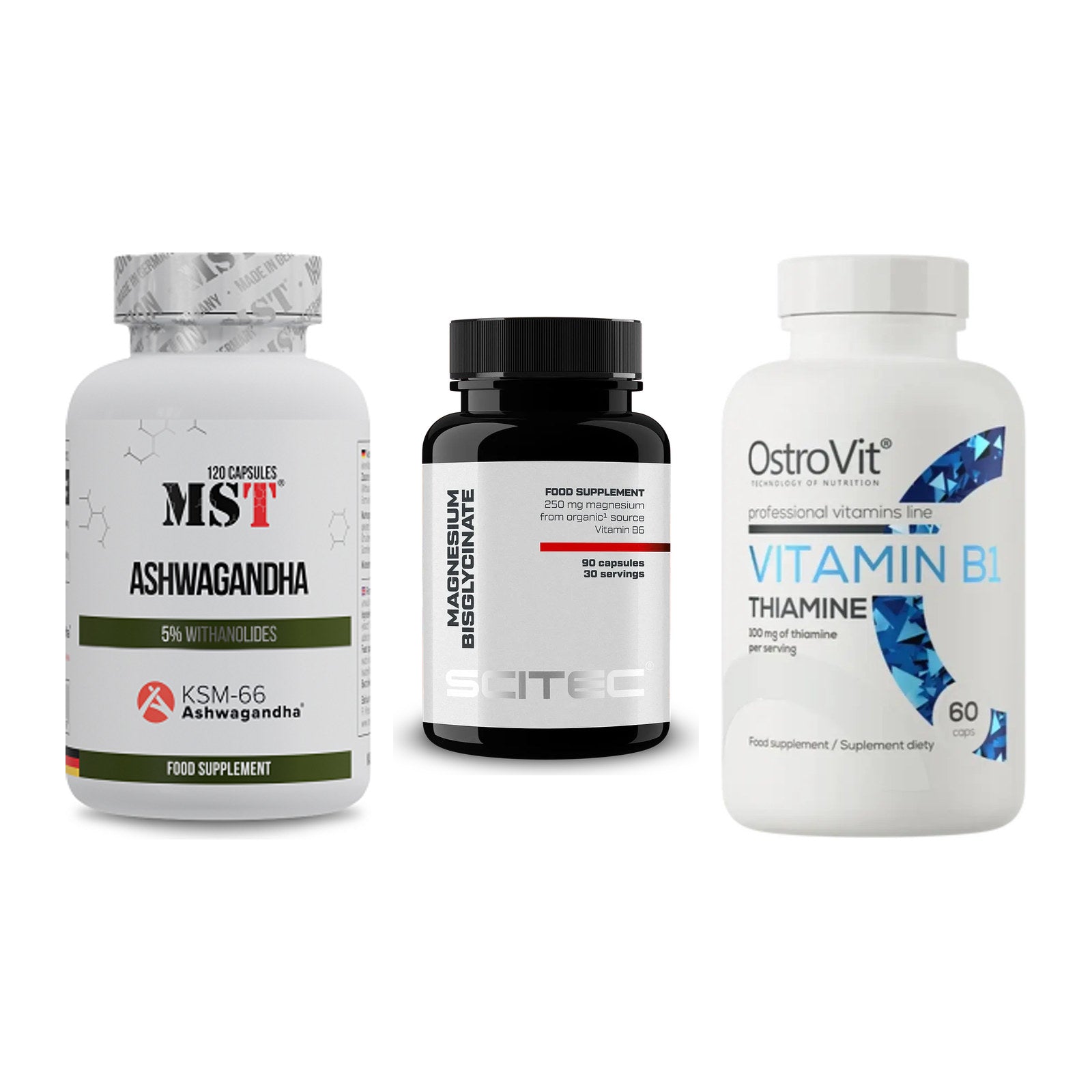 Stress & Balance: MST Ashwagandha + Scitec Magnesiu + Ostrovit – alle enthaltenen Artikel