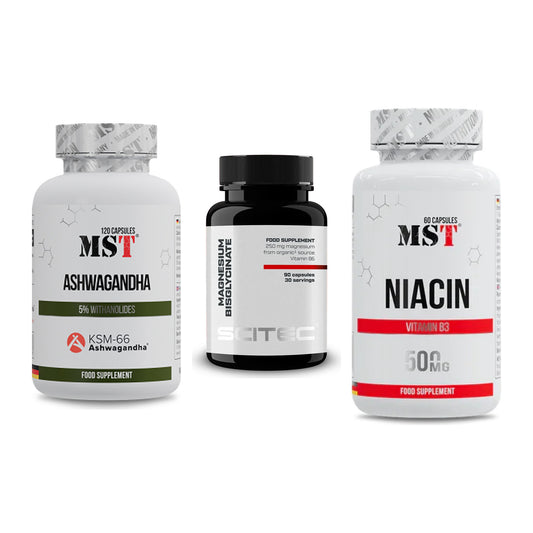 Stress & Balance: MST Ashwagandha + Scitec Magnesiu + MST Niacin – alle enthaltenen Artikel