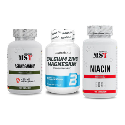 Stress & Balance: MST Ashwagandha + BioTech Calcium + MST Niacin – alle enthaltenen Artikel