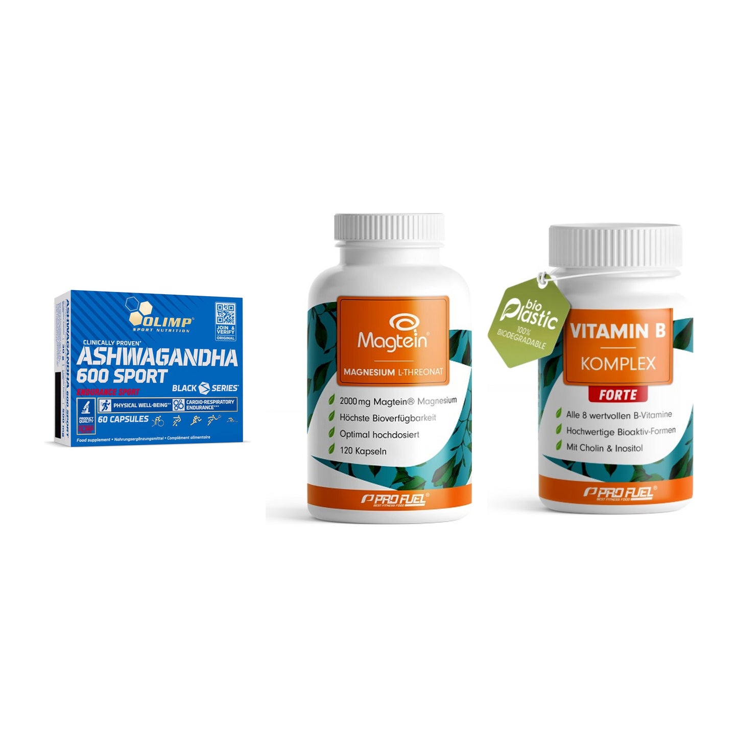 Stress & Balance: Olimp Ashwagand + ProFuel Magnesi + ProFuel Vitamin – alle enthaltenen Artikel
