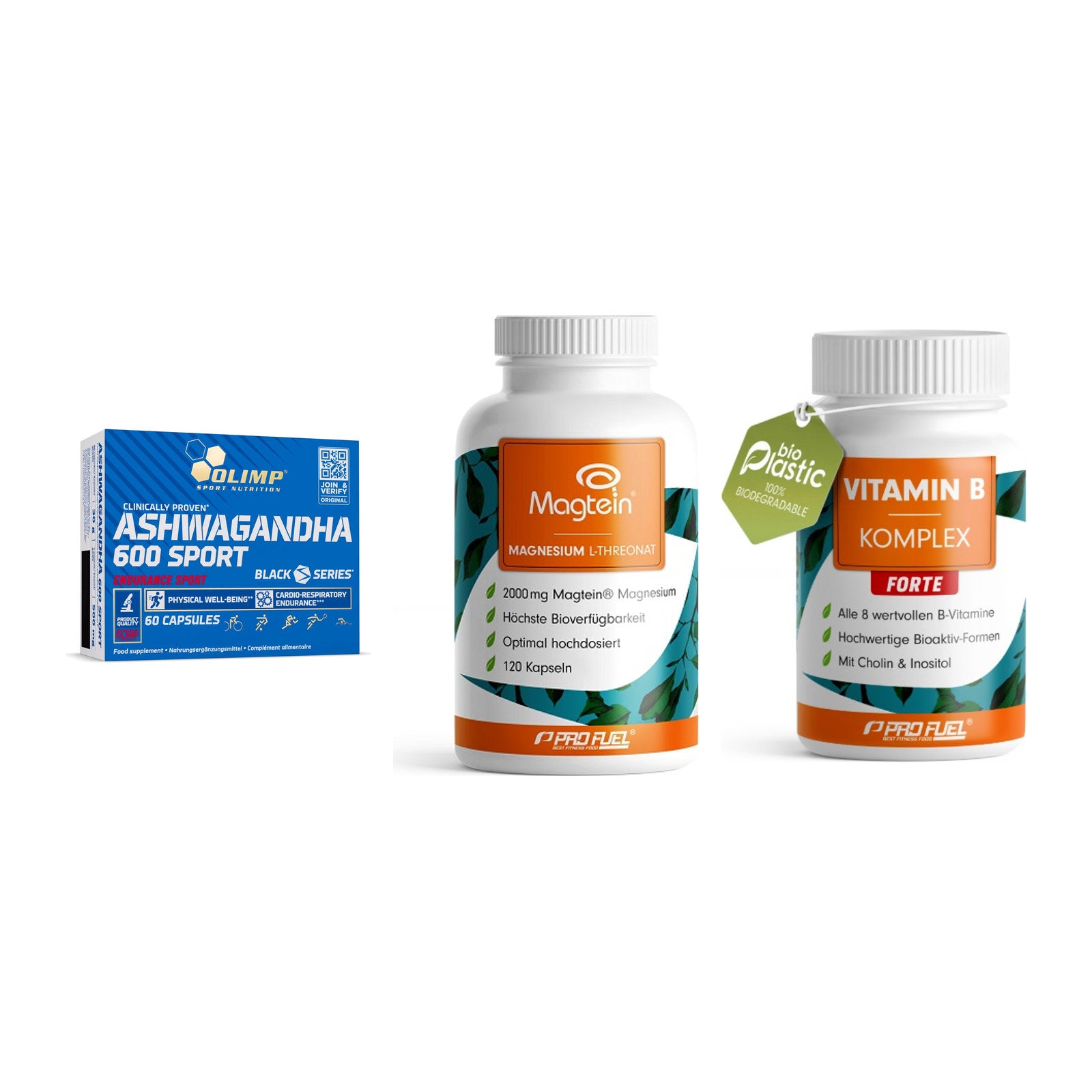 Stress & Balance: Olimp Ashwagand + ProFuel Magnesi + ProFuel Vitamin – alle enthaltenen Artikel
