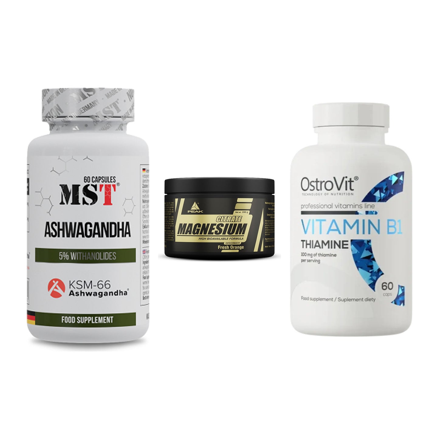Stress & Balance: MST Ashwagandha + Peak Magnesium + Ostrovit – alle enthaltenen Artikel