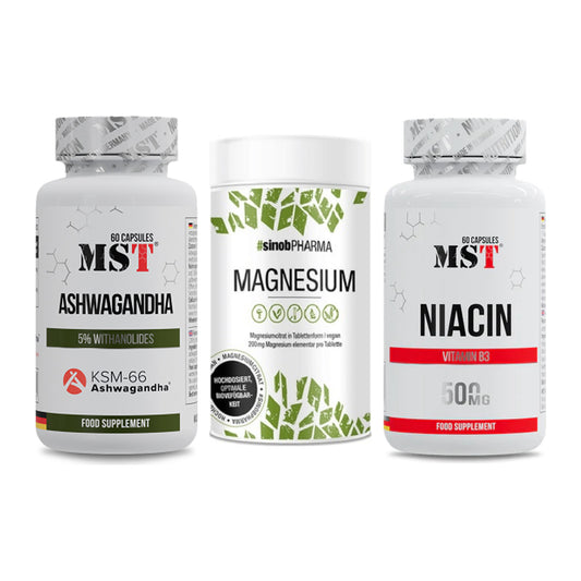 Stress & Balance: MST Ashwagandha + Sinob Magnesium + MST Niacin – alle enthaltenen Artikel