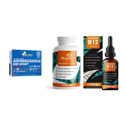 Stress & Balance: Olimp Ashwagand + ProFuel Magnesi + ProFuel Vitamin – alle enthaltenen Artikel