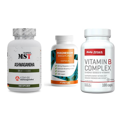 Stress & Balance: MST Ashwagandha + ProFuel Magnesi + Body Attack – alle enthaltenen Artikel