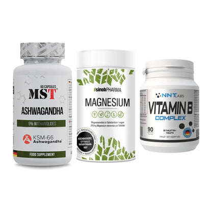 Stress & Balance: MST Ashwagandha + Sinob Magnesium + NNT Vitamin B – alle enthaltenen Artikel
