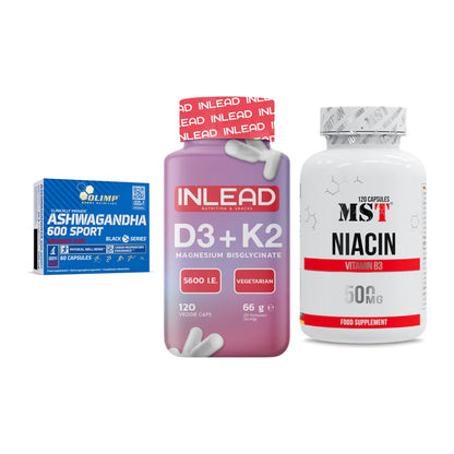 Stress & Balance: Olimp Ashwagand + INLEAD Vitamin + MST Niacin – alle enthaltenen Artikel