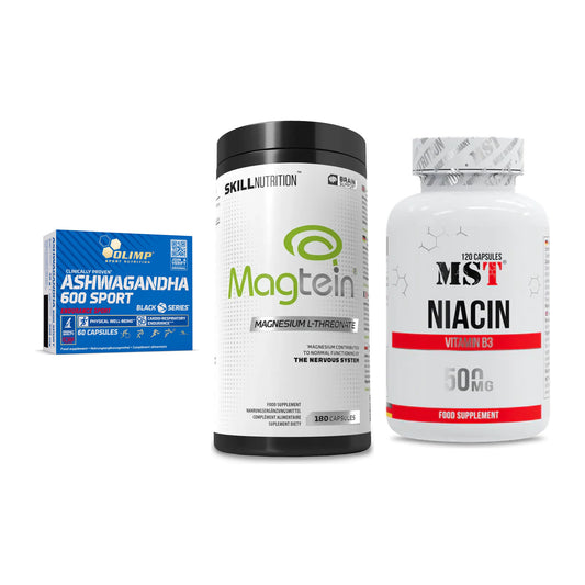 Stress & Balance: Olimp Ashwagand + Skill Nutrition + MST Niacin – alle enthaltenen Artikel