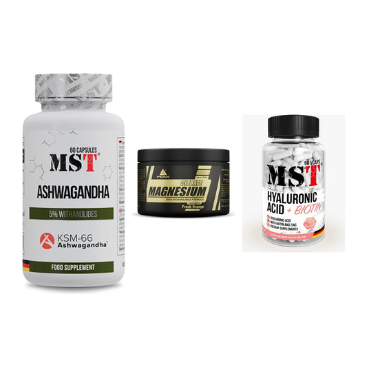Stress & Balance: MST Ashwagandha + Peak Magnesium + MST Hyaluronic – alle enthaltenen Artikel