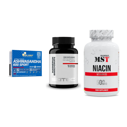 Stress & Balance: Olimp Ashwagand + Scitec Magnesiu + MST Niacin – alle enthaltenen Artikel