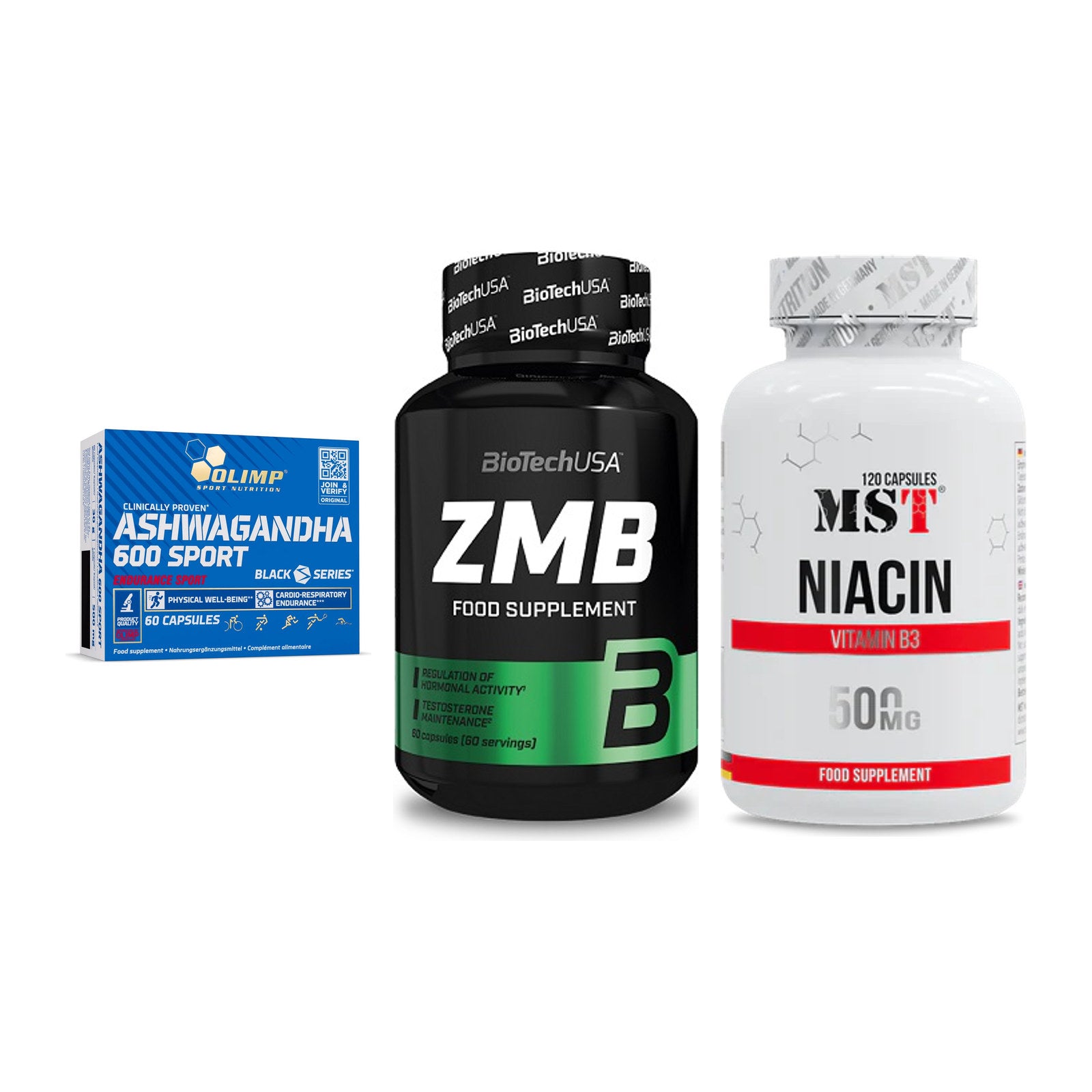 Stress & Balance: Olimp Ashwagand + BioTech ZMB + MST Niacin – alle enthaltenen Artikel