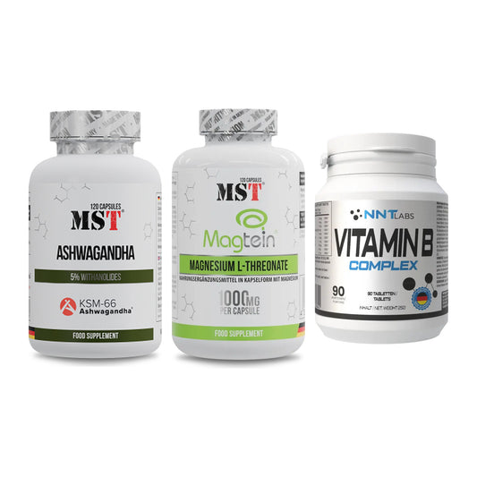 Stress & Balance: MST Ashwagandha + MST Magnesium + NNT Vitamin B – alle enthaltenen Artikel