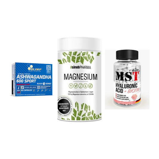 Stress & Balance: Olimp Ashwagand + Sinob Magnesium + MST Hyaluronic – alle enthaltenen Artikel
