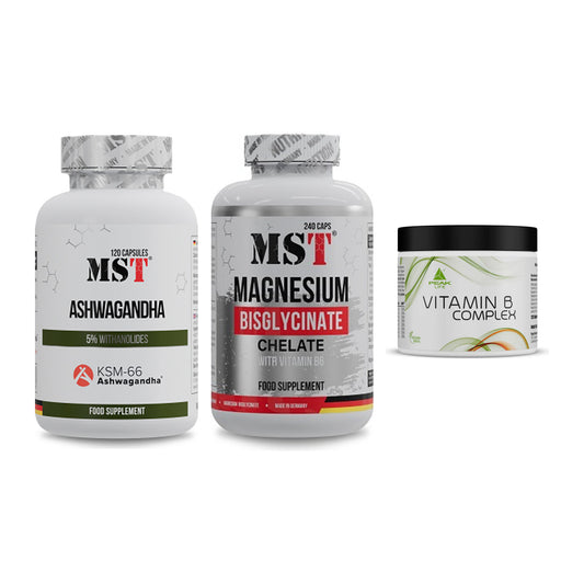 Stress & Balance: MST Ashwagandha + MST Magnesium + Peak Vitamin B – alle enthaltenen Artikel