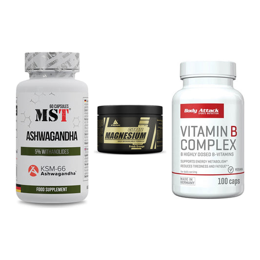 Stress & Balance: MST Ashwagandha + Peak Magnesium + Body Attack – alle enthaltenen Artikel