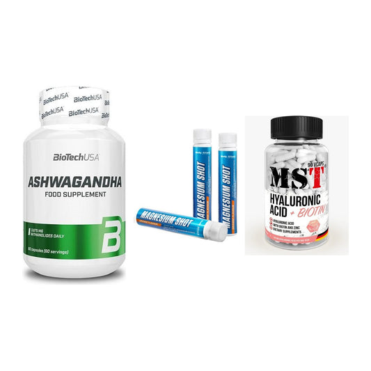 Stress & Balance: BioTech Ashwaga + Body Attack + MST Hyaluronic – alle enthaltenen Artikel