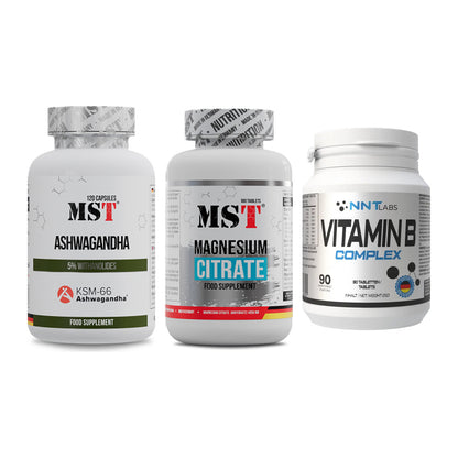 Stress & Balance: MST Ashwagandha + MST Magnesium + NNT Vitamin B – alle enthaltenen Artikel