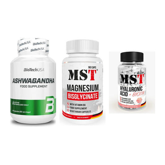 Stress & Balance: BioTech Ashwaga + MST Magnesium + MST Hyaluronic – alle enthaltenen Artikel